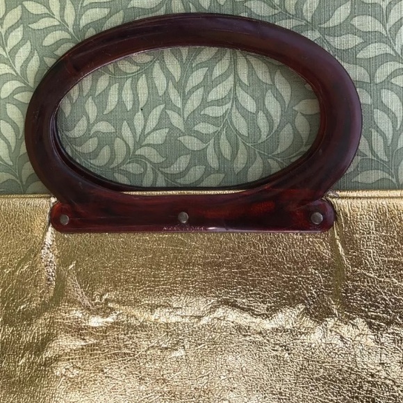 GORGEOUS LADYS PRIDE GOLD LAME METALLIC HANDBAG - Picture 4 of 8